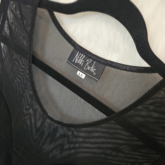 Sweetheart Mesh and Stretch Classic Black Tank Blouse - Picture 2 of 5